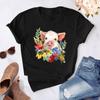 Playera de Mujer Leopardo Turbante Cerdo Moño Girasol Estampado Floral Playera Dibujos Animados Harajuku Gráficos Años 90