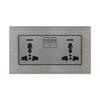 Enchufe multifunción de cinco orificios 16A para comercio exterior, versión de Hong Kong y Macao, con doble USB de carga rápida, interruptor de carga con trefilado de aluminio británico
