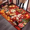 Felpudo de entrada de cordero de dibujos animados con tema de cosecha, terciopelo de cristal, lodo de tierra de diatomeas, uso en el hogar para Año Nuevo, antideslizante, alfombra roja para quitar el polvo