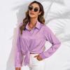 Processamento e Personalização de Camisas de Cetim Populares Europeias e Americanas para Exportação Amazon 2026 para Mulheres, Camisas de Manga Longa de Seda com Aspecto de Cetim
