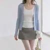 Cardigan de tricô elegante estilo francês com proteção solar de seda gelada para mulheres, estilo curto fino de verão com sobreposição de xale