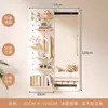 Perchero de Madera Maciza con Espejo de Vestir Integrado, Estante de Almacenamiento para Montar en Puerta, Espejo de Cuerpo Entero Deslizante para Montar en Pared para Recibidor