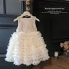 Vestido de Princesa para Niña Verano Nuevo Versión Coreana Vestido con Lentejuelas en la Espalda Mariposa Vestido de Pastel con Volantes