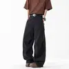 Calça Paratrooper Funcional de Secagem Rápida Estilo Americano Masculina Verão Fina Tendência Marca Plissada Solta Casual Esportiva