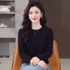 Suéter Suave y Esponjoso de Otoño e Invierno para Mujer Talla Grande Holgado Adelgazante Tejido Versátil Cuello Redondo Prenda Base para Mujer