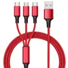 Cable de Datos Trenzado de Nylon Uno a Tres Adecuado para Teléfonos Android, Apple y Huawei, Cable de Carga Tres en Uno, Regalo con Logo