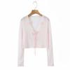9777-25 Primavera Novo Estilo Retro Francês Flor Gelo Seda Curto Protetor Solar Cardigan Suéter de Ar Condicionado Feminino Suéter de Tricô