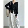 Cardigan de Tricô com Gola Redonda em Lã Macia Luxi para Mulheres, Novo Casaco Suéter Leve para Outono de 2026, ss1024