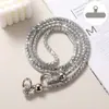 Lujosa Cadena de Moda con Pedrería, Perlas Redondas, Completamente de Diamante, para Teléfono Móvil, Elegante Cadena Larga de Cristal de Colores, Bolso Cruzado con Correa de Hombro