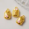 Amuleto de Flor de Durazno Antigua para Paz y Alegría, Cuentas Espaciadoras del Dios de la Riqueza que Conservan el Color con Agujero para Enhebrar Cuentas para Colgantes de Pulsera y Collar Estilo Chino DIY