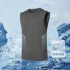 Colete de Seda de Gelo Masculino Tendência Fino Respirável Secagem Rápida Esportivo Lazer Colete Largo Masculino Camiseta Sem Manga Gola Redonda para Verão