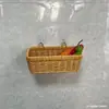 Nova Cesta de Armazenamento Trançada em Rattan Cozinha Gengibre Alho Cesta de Parede Banheiro Rack de Armazenamento para Lavatório Pingente Decorativo