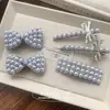 Corea del Sur Plata de Alta Calidad Lazo Pedrería Perla Pinza de Pico de Pato Lujo Ligero Texturizado Pinza Superior para la Cabeza Accesorios para el Cabello