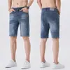 Shorts Jeans Masculino Verão 2026 Novo Estilo Solto Reto Fino Roupa Externa Calça de Cinco Pontos Calça Elástica de Comprimento Médio para Homem