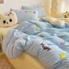 Conjunto de Quatro Peças em Algodão Lavado Monstro de Desenho Animado Fofo Capa de Edredom Capa de Cama Roupa de Cama Dormitório Conjunto Único de Três Peças