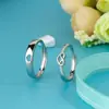 El Primer Amor Secreto de Runxin para Anillo de Pareja en Forma de Corazón para Hombres y Mujeres Un Par de Accesorios de Suministro Transfronterizo Anillo de Par Abierto Microincrustado con Circonita
