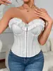 Corsé strapless para ceñir la cintura para usar sobre la ropa, estilo europeo y americano, encaje, sexy, chica hot, estilo de deseo puro, top moldeador de ballenas, corte ajustado