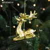 Decoraciones de Navidad, adornos dorados para árbol de Navidad, copos de nieve creativos, zapatos de cristal, colgantes de renos, accesorios galvanizados, colgantes