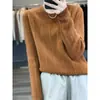 Camisa Base Feminina Gola Redonda, Novo Suéter Soltinho para Primavera, Outono e Inverno, Suéter Emagrecedor, Estilo Europeu, Peça de Tricô Macia e de Alta Qualidade