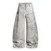 Jeans con Estampado de Remaches Impresos en 3D y Dobladillo Curvo para Hombres y Mujeres, Nuevos Pantalones Casuales de Pierna Ancha Sueltos de Estilo Callejero de Verano para Mujeres