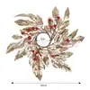 Decoración Transfronteriza de Frutas Rojas Artificiales, Eucalipto, Hojas Doradas, Corona de Navidad, Arreglo de Mesa, Adorno, Portavelas, Corona