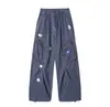 Pantalones de Trabajo Retro Multibolsillos para Hombre y Mujer Tendencia de Verano Marca Bordado Pantalones Casuales Americanos High Street Sueltos Pierna Recta Pantalones Largos