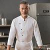 Ropa de trabajo de chef estilo chino nuevo manga larga alta gama restaurante chino restaurante de comida rápida ropa de trabajo cocina trasera ropa de chef para hombre estampada