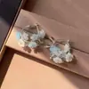 Brinco de Flor Estilo Doce Fresco Cor Macaron Brincos com Pingente de Cristal Moda Nicho Design Versátil