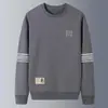 Camiseta de Manga Larga para Hombre Otoño e Invierno Ins Marca de Moda Holgada Engrosada Casual Camiseta Base Sudadera con Cuello Redondo Estampada Estudiantes Jóvenes