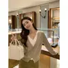 Pusumed Cárdigan de Punto Retro para Coleccionista con Cuello en V Falso Dos Piezas para Mujer Holgado con Temperamento Top Delgado de Abrigo