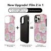 Popular en Japón y Corea, funda de teléfono blanca floral 15pro rosa de cobertura total dos en uno para iPhone17, funda protectora para niñas