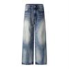 Jeans de Hombre Estilo Americano Lavado Vintage Versátil Adelgazantes Pantalones Largos Verano Moderno High Street Holgados Rectos