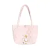 Bolsa de Mão Fofa Bordada com Coelho Ins Coreana Acolchoada para Compras Bolsa de Ombro Grande Capacidade Bolsa de Mão para Mamãe Bolsa de Cosméticos