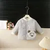 Chamarra de algodón bordada con cordero para bebé e infante, abrigo ligero acolchado para niños, prenda exterior cálida de otoño e invierno para bebé