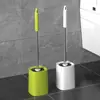 Escova de vaso sanitário para uso doméstico, escova de limpeza de banheiro, sem cantos mortos, com base, conjunto de cabo longo, escova de limpeza de plástico