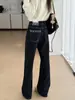 Perna Reta Estreita! Jeans de Perna Reta Bordado de Cintura Alta Slimming Resistente ao Desbotamento com Stretch em Oito Direções Calças de Perna Larga Petite Femininas