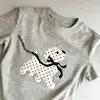 Camiseta de Manga Corta con Bordado de Lunares Estilo Retro Americano y Estampado de Perro para Mujer, Top Corto de Verano de Alta Gama Ajustado