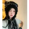 Otoño e Invierno Nuevo Colorido Rayado Felpa Versátil Cálido Protección para Orejas Sombrero de Lana Protección para Orejas Borla Gorro de Punto Mujer