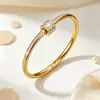 Pulseira de cartão com diamantes completos versátil transfronteiriça pulseira de casa feminina aberta pulseira de aço titânio banhada a ouro Transfronteiriça multicolorida opcional