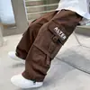 Calça Cargo Grossa com Forro de Fleece Peça Única para Meninos, Novo Estilo Outono e Inverno 2025, Roupa de Inverno Infantil, Calça Casual de Inverno para Meninos Maiores