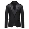 Blazer Casual para Hombre Estilo Europeo Estampado Agrietado Gamuza Solapa de Traje Un Botón Corte Delgado Estilo de Comercio Exterior