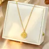Venta Caliente Cruzada Simple Acero de Titanio No se Desvanece Bola de Oro Pequeña Anillo Redondo Placa Redonda Lujo Ligero Exquisito Versátil Cadena para Clavícula Eslabón Grande