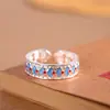 Joia de Prata Estilo Chinês da Moda, Anel de Esmalte em Prata Pura 999, Anel Ajustável Estilo Antigo com Mensagem de Boa Sorte para Dedo Indicador Feminino