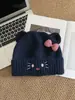 ¡Tan lindo! Nuevo gorro de punto grueso, cálido, con temática de gatos para mujer, estilo coreano, dulce y versátil, para otoño e invierno