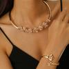 Exagerado Collar de Metal Trenzado Multicapa Pulsera Pulsera Traje Gargantilla Cadena Clavícula Collar Accesorios Mujer