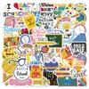50 Peças de Adesivos Graffiti para Material Escolar para o Início da Temporada Escolar DIY Decorativos para Mochila Guitarra Mala Caderno Adesivos à Prova d'Água