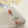 Jade Dongling Natural Flor de Lótus Pequena Gota Ágata Vermelha do Sul Contas Flor de Lótus de Jade Branco Acessórios para Pulseira DIY Pingente de Jade