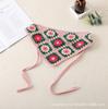 Flores Huecas de Primavera y Otoño Moda Coreana Tejido Triángulo Dulce Lindo Ganchillo Turbante para Niña Banda para el Cabello Banda para el Cabello Cortina de Pedos