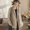 BHJ Cardigan Blazer Casual Simple de Color Sólido de Algodón y Lino Holgado para Primavera y Otoño Top Elegante