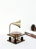 Fonógrafo Retro Minimalista Moderno de Ceniza y Cristal Modelo Decorativo de Disco de Vinilo para Escritorio Adorno de Interior de Habitación